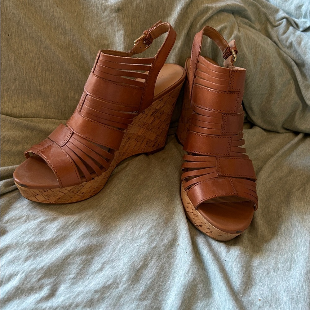 Franco Sarto Brown Wedge Sandals